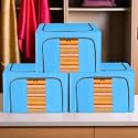 Kuber Industries Pack of 3 Clothes Storage Box | 24 Liter Waterproof Storage Box for Saree-Shirts &amp; Blankets | Underbed Storage Bag | Foldable Parachute Steel Frame Wardrobe Organizer | Sky Blue