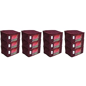 kuber industries 24 piece non woven saree cover set maroon vascnwb17