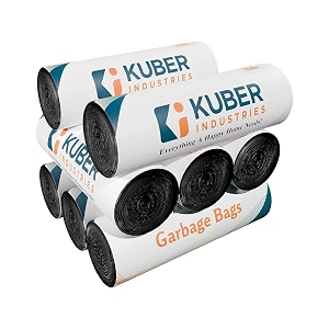 kuber industries 240 pcs garbage bags medium  plastic bags for dustbin  dust bin covers for daily waste  trash bags for kitchen bathroom amp office  black