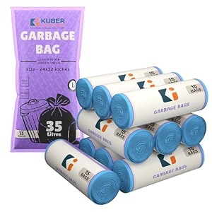 kuber industries vinyl medium eco friendly 7 ltr dustbin bags - leakproofodour freestrong garbage bags - for trash and waste - dustbin covers for kitchen 21 x 19 inches black 30 count