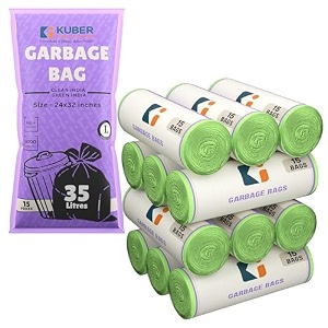 kuber industries 24x32 inches premium garbage bags for dustbin  90 bags 6 rolls dustbin bagtrash bag for dry amp wet waste  odour free green dustbin bag for home office hotels hospitals