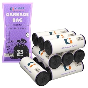 kuber industries 24x32 in black big trash bags  extra large garbage bags for dustbin 150 bags 10 rolls  wet and dry waste dustbin bags large size  for home office hotels hospitals