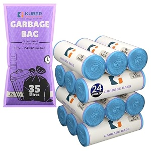 kuber industries vinyl medium eco friendly 7 ltr dustbin bags - leakproofodour freestrong garbage bags - for trash and waste - dustbin covers for kitchen 21 x 19 inches black 30 count