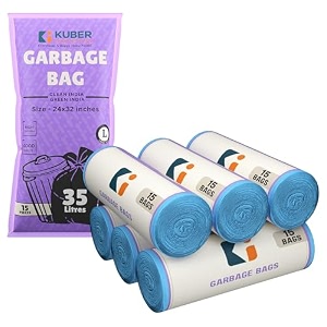 kuber industries 24x32 in blue big trash bags  extra large garbage bags for dustbin 90 bags 6 rolls  wet and dry waste dustbin bags large size  for home office hotels hospitals