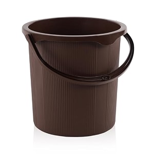 kuber industries 25 ltr plastic bucket for bathroom  sturdy and easy grip handle  big bucket for bathing  magnite 25  brown