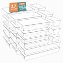 Kuber Industries 99 Pcs Set Multi-Purpose Transparent Drawer Organizers | Plastic Trays for Storage Kitchen &amp; Aesthetic Dressing Table Organisers for Cosmetics, Makeup &amp; Stationery | Transparent