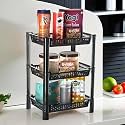 Kuber Industries 3-Layer Multipurpose Kitchen Organizer/Storage Rack | Onion Stand for Kitchen | Vessels &amp; Vegetable Organiser | Black