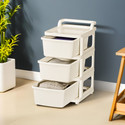 KUBER INDUSTRIES 3 Layer Plastic Modular Storage Drawer Organizer with Wheels | Ivory Plastic Free Standing Chest of Drawers