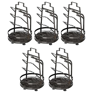 kuber industries 3 layer pot lid holder with removable drain tray lid stand rackheavy duty standing pot lid holdercooking pot lid organizerspoon rest holder pack of 5 black