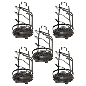 kuber industries 3 layer pot lid holder with removable drain tray lid stand rackheavy duty standing pot lid holdercooking pot lid organizerspoon rest holder pack of 4 black