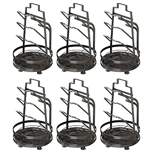 kuber industries 3 layer pot lid holder with removable drain tray lid stand rackheavy duty standing pot lid holdercooking pot lid organizerspoon rest holder pack of 6 black