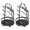 Kuber Industries 3 Layer Pot Lid Holder with Removable Drain Tray| Lid Stand Rack|Heavy Duty Standing Pot Lid Holder|Cooking Pot Lid Organizer|Spoon Rest Holder Pack of 2 (Black)