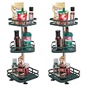 Kuber Industries 3-Layer Rotating Spice Rack|Square Shelf For Cabinet Countertop|360-Degree Rotable Kitchen Trolley|Fruit Basket Pack of 2 (Dark Green)