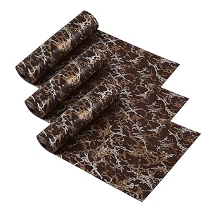 kuber industries 3 pcs 3 mtr eva anti-slip multipurpose shelf liners for kitchen shelves wardrobe drawer cupbaord  fridge mats amp sheets  self cutting modular kitchen accessories  marble - brown