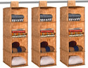 KUBER INDUSTRIES 3 Pcs Foldable 4 Shelf Hanging Closet Organizer | New Flower - Brown Closet Organizer