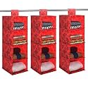 Kuber Industries 3 Pcs Foldable Multipurpose 4 Shelf Hanging Closet Organizer | Wardrobe/Cupboard/Almirah Hanging Cloth Organizer | Perfect for Daily Clothes/Garment | New Flower - Red