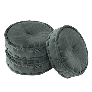kuber industries 3 pcs heavy velvet 16 inch chair pad for dining office amp home  soft cushion with center tuft  support for long sitting  grey