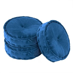 kuber industries 3 pcs heavy velvet 16 inch chair pad for dining office amp home  soft cushion with center tuft  support for long sitting  navy blue