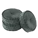 Kuber Industries 3 Pcs Heavy Velvet 16 Inch Chair Pad for Dining, Office &amp; Home | Soft Cushion with Center Tuft | Support for Long Sitting | Grey