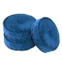 Kuber Industries 3 Pcs Heavy Velvet 16 Inch Chair Pad for Dining, Office &amp; Home | Soft Cushion with Center Tuft | Support for Long Sitting | Navy Blue