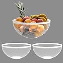 Kuber Industries 3 Pcs Metal Fruits &amp; Vegetables Basket Bowl | Veggie Baskets for Dining Table Accessories | Storage Bowls for Decorative Pantry, Home &amp; Kitchen Multi-Purpose Use - White