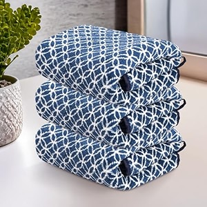 kuber industries 3 pcs microfiber 19x38 inch soft face towels for women and men  280 gsm quick dry amp absorbent hanging hand towels for wash basin bathroom kitchen and home  circle - blue