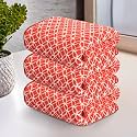 Kuber Industries 3 Pcs Microfiber 19x38 Inch Soft Face Towels for Women and Men | 280 GSM Quick Dry &amp; Absorbent Hanging Hand Towels for Wash Basin Bathroom, Kitchen and Home | Circle - Red