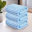 Kuber Industries 3 Pcs Microfiber 19x38 Inch Soft Face Towels for Women and Men | 280 GSM Quick Dry &amp; Absorbent Hanging Hand Towels for Wash Basin Bathroom, Kitchen and Home | Zig Zag - Blue