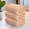 Kuber Industries 3 Pcs Microfiber 19x38 Inch Soft Face Towels for Women and Men | 280 GSM Quick Dry &amp; Absorbent Hanging Hand Towels for Wash Basin Bathroom, Kitchen and Home | Circle - Golden