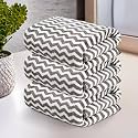 Kuber Industries 3 Pcs Microfiber 19x38 Inch Soft Face Towels for Women and Men | 280 GSM Quick Dry &amp; Absorbent Hanging Hand Towels for Wash Basin Bathroom, Kitchen and Home | Zig Zag - Grey