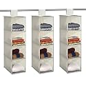 Kuber Industries Non Woven Foldable 4 Shelf Hanging Closet Organizer | Multipurpose Wardrobe/Cupboard/Almirah Hanging Organiser | Easy to Use Clothes/Garment | Plain - Grey