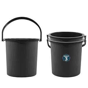 kuber industries 25 ltr plastic bucket for bathroom  sturdy and easy grip handle  big bucket for bathing  magnite 25  grey