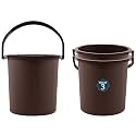 Kuber Industries 25 Ltr Plastic Bucket for Bathroom | Sturdy and Easy Grip Handle | Big Bucket for Bathing | Magnite 25 | Brown