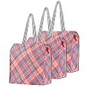 Kuber Industries 3 Pcs Polyester Office Lunch Bag for Men &amp; Women | Multi-Purpose Travel Tiffin Carry Bag | Perfect for Picnic, College, School Use | Shopping &amp; Grocery Bag | Pixel Check - Orange