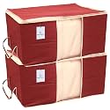 Kuber Industries Non Woven Underbed Rectangular Storage Organiser Set, Extra Large, Maroon (CTSN038), 2 Piece