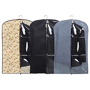 kuber industries pack of 2 blazer cover  suit covers with zip for women amp men  dustproof coat bag for clothes jacket  half transparent coat cover  beige