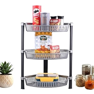 kuber industries plastic 3-tier collapsible multi-purpose storage rack  onion potato rack for kitchen home bathroom amp vanity  fruits amp vegetables basket shelf stand  silver