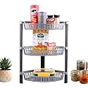 Kuber Industries Plastic 3-Tier Collapsible Multi-Purpose Storage Rack | Onion Potato Rack for Kitchen, Home, Bathroom &amp; Vanity | Fruits &amp; Vegetables Basket Shelf Stand | Silver