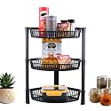 Kuber Industries Plastic 3-Tier Collapsible Multi-Purpose Storage Rack | Onion Potato Rack for Kitchen, Home, Bathroom &amp; Vanity | Fruits &amp; Vegetables Basket Shelf Stand | Black