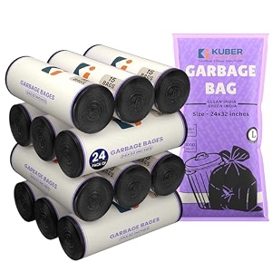 kuber industries 360 bags 24 rolls black garbage bags 24x32 inches  garbage covers for home office and restaurants  odour free trash bags  wet and dry dust bin covers for daily waste