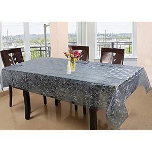 kuber industries 3d stone design pvc 6 seater dinning table cover - white ctktc03520