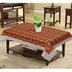 kuber industries 3d wooden print table cloth 4 seaterwaterproof center table covertable protector for indoor amp outdoor 60x40 brown