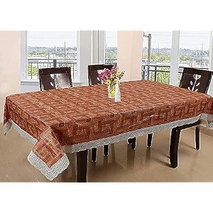 kuber industries 3d wooden print table cloth 6 seaterwaterproof dining table cover 6 seatertable protector for indoor amp outdoor 90x60 brown