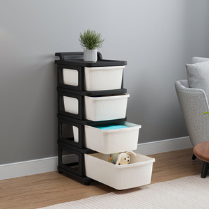 kuber industries 4 layer modular drawer storage rack with wheel for home  office  white  black plastic free standing chest of drawers