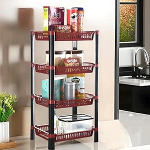 kuber industries pack of 3 multipurpose kitchen organizerstorage rack  3-layer onion stand for kitchen  vessels amp vegetable organiser  maroon