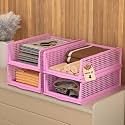 Kuber Industries 12 Pcs Foldable Kids Wardrobe Organizer for Clothes Storage | Stackable Slide Out Baby Dress Organiser for Wardrobe - Home Organizers for Girls Cupboard Closet | Blue