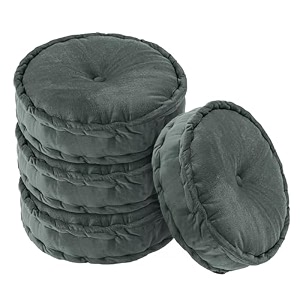 kuber industries 4 pcs heavy velvet 16 inch chair pad for dining office amp home  soft cushion with center tuft  support for long sitting  grey