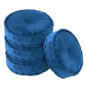 kuber industries 4 pcs heavy velvet 16 inch chair pad for dining office amp home  soft cushion with center tuft  support for long sitting  navy blue