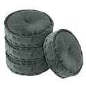 Kuber Industries 4 Pcs Heavy Velvet 16 Inch Chair Pad for Dining, Office &amp; Home | Soft Cushion with Center Tuft | Support for Long Sitting | Grey