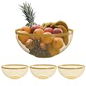 Kuber Industries 4 Pcs Metal Fruits &amp; Vegetables Basket Bowl | Veggie Baskets for Dining Table Accessories | Storage Bowls for Decorative Pantry, Home &amp; Kitchen Multi-Purpose Use - Golden
